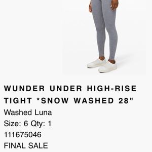 lululemon Wunder Under High-Rise Tight leggings in Washed Luna (gray)